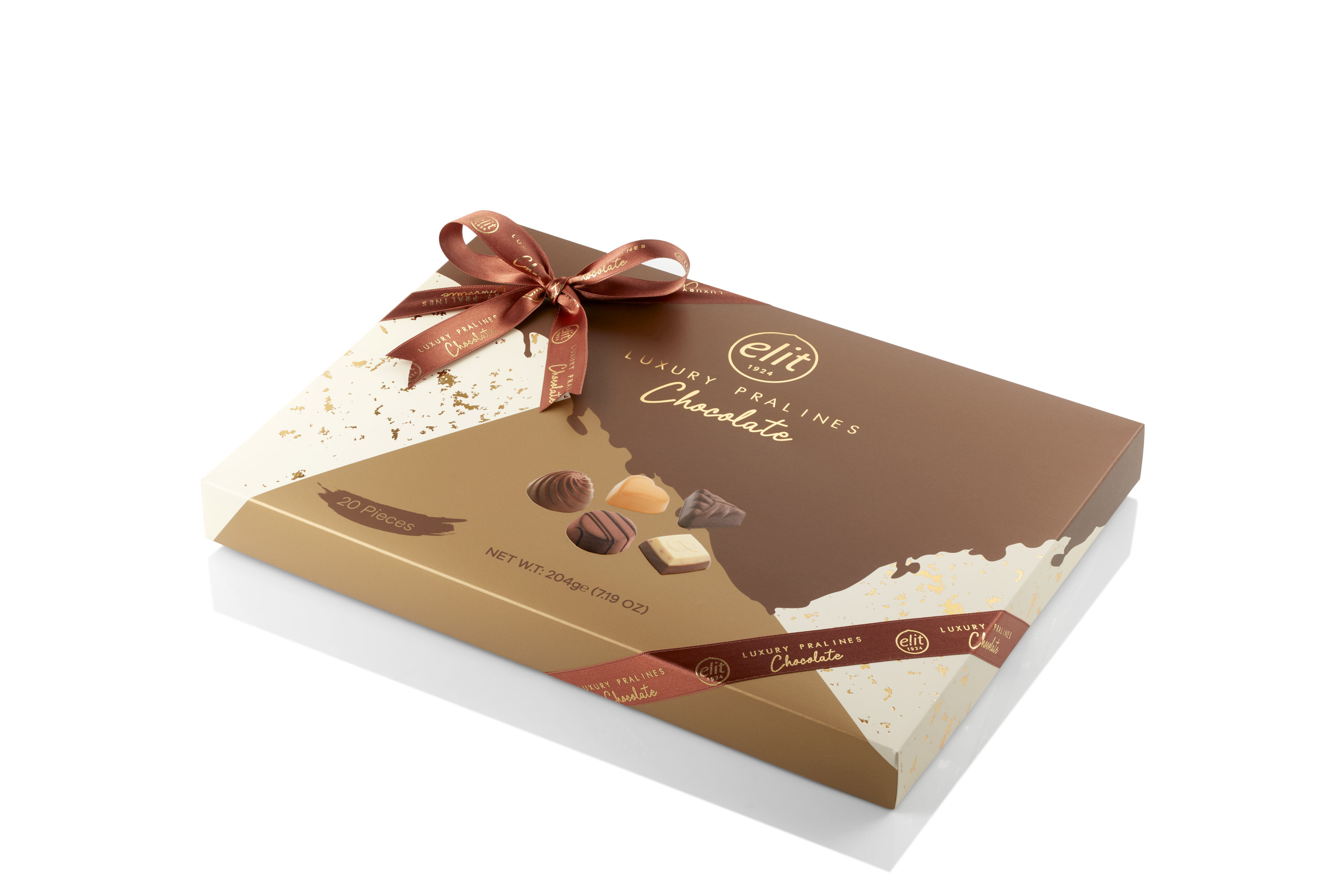 91007600 «Luxury Pralines Chocolate» Шоколадные конфеты ассорти, коричневая, 204 гр "Elit 1924"
