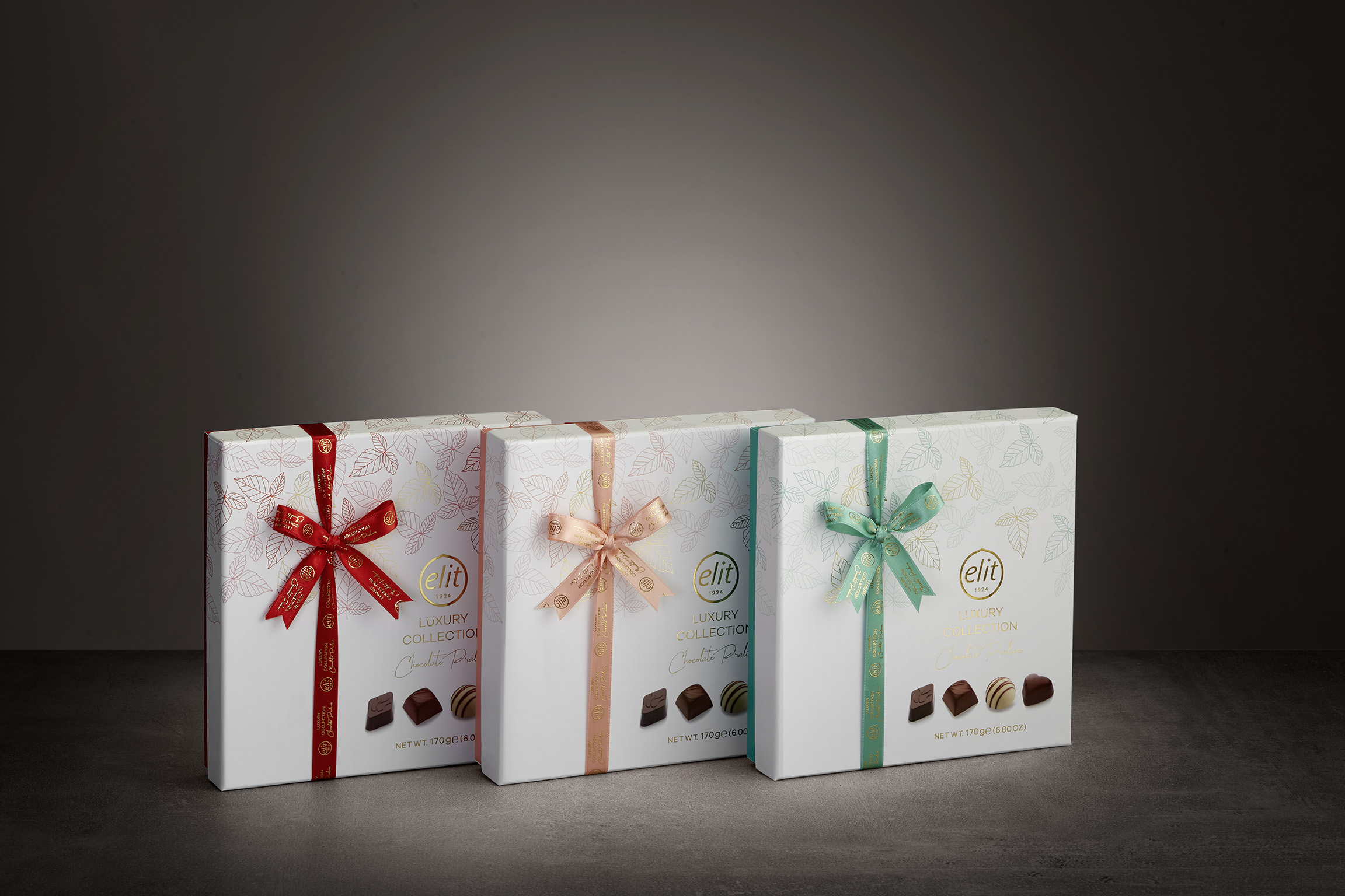 91007078 Коллекция «Luxury Collection». Шоколадные конфеты ассорти персиковая , с сумочкой, 170 гр "Elit 1924"
