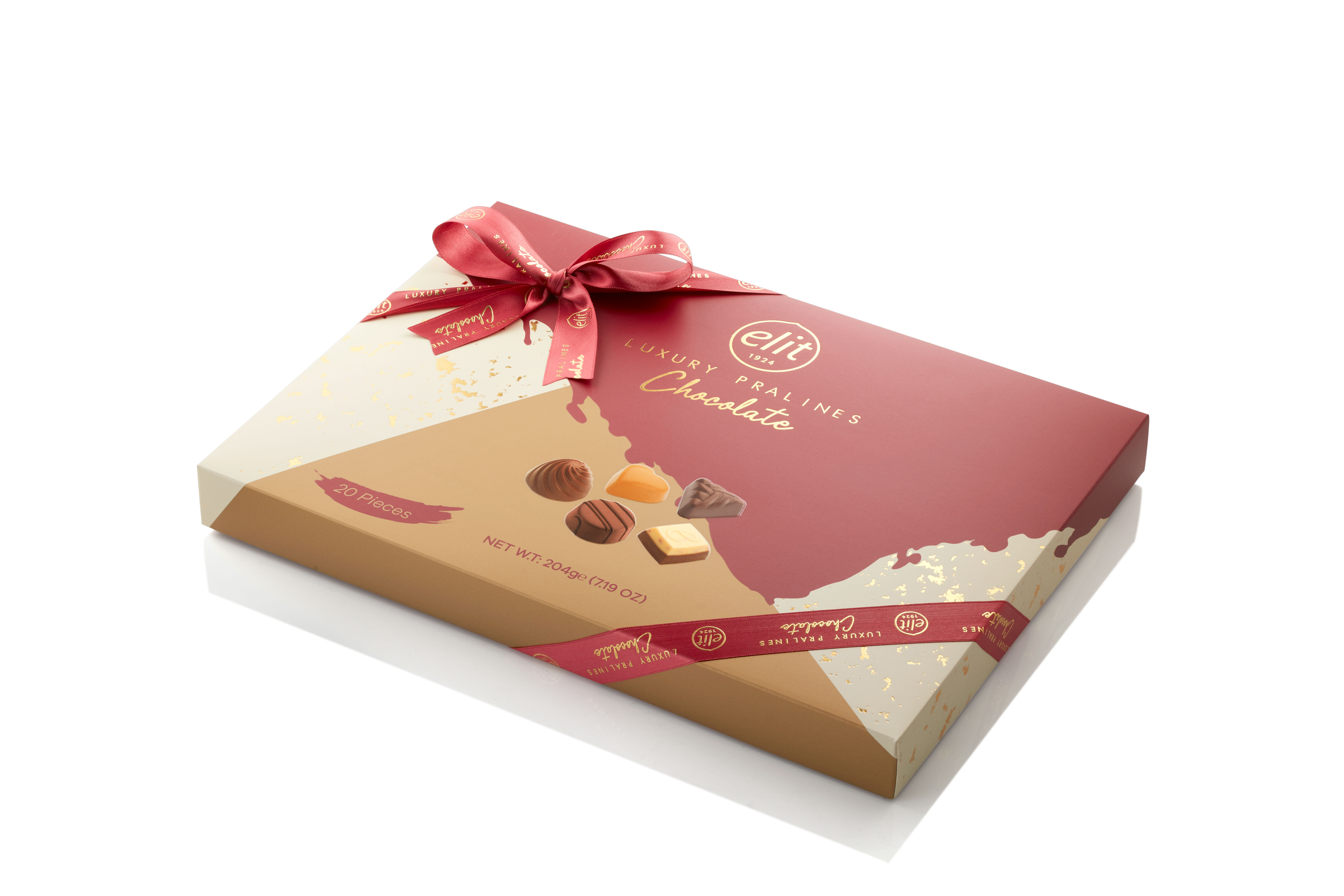 91007602 «Luxury Pralines Chocolate» Шоколадные конфеты ассорти, бордовая, 204 гр "Elit 1924"