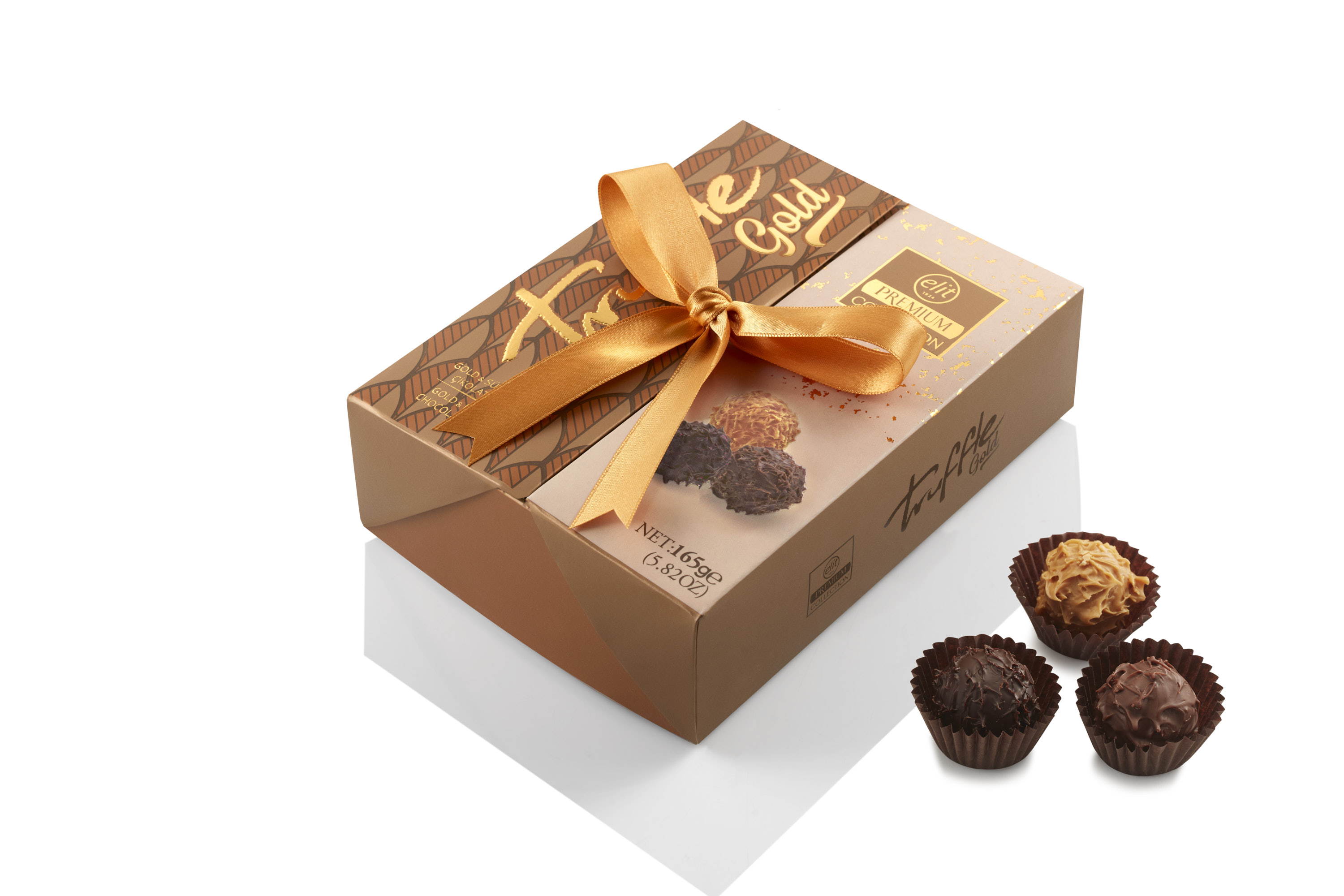 91007596 «Premium Collection» «Truffle Gold» Трюфели из золотого,молочного и темного шоколада, 165гр. "Elit 1924"