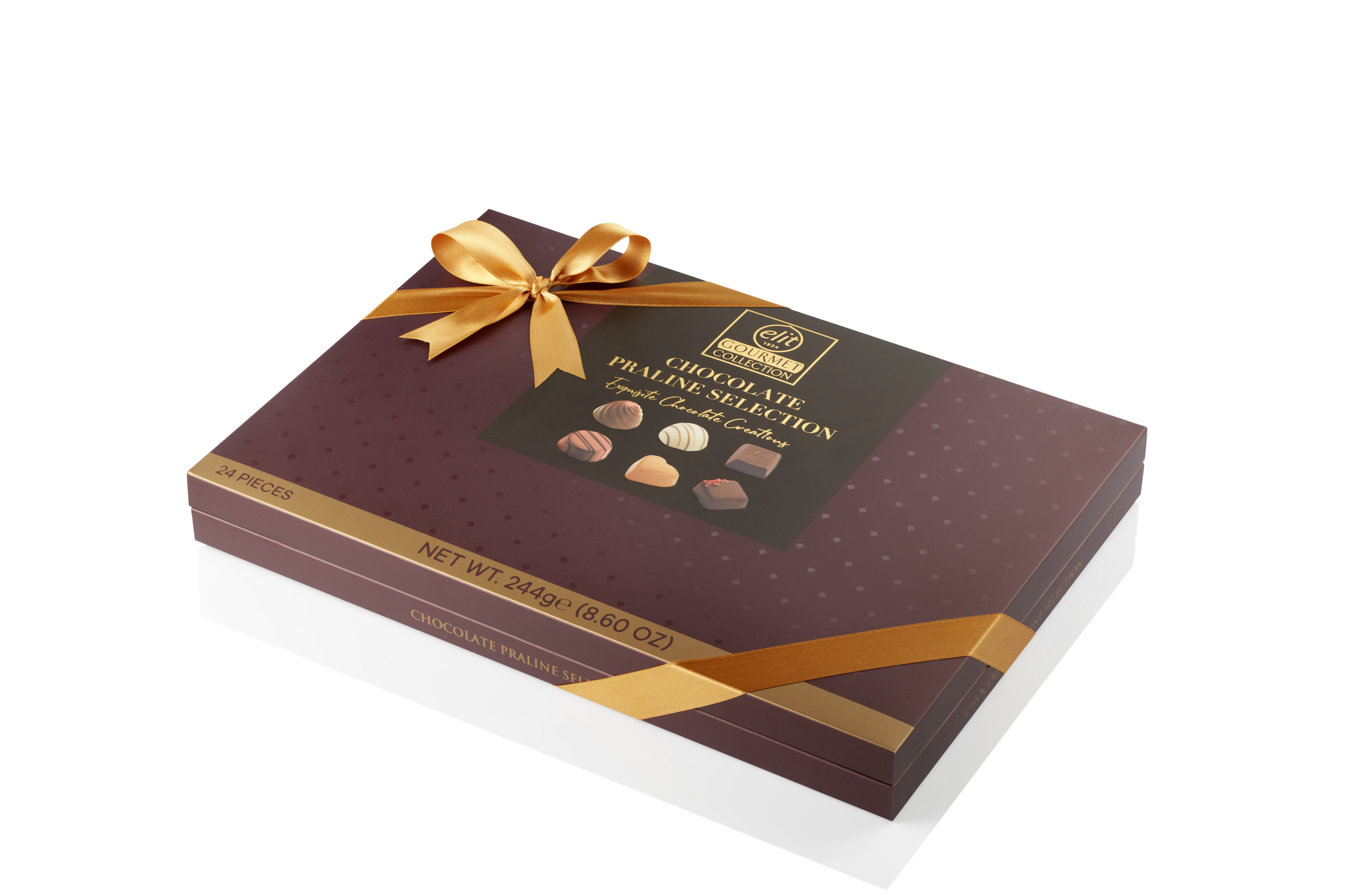 91007606 «Gourmet Collection» «Сhocolate Praline Selection» Шоколадные конфеты ассорти, бордовая, 244 гр "Elit 1924"