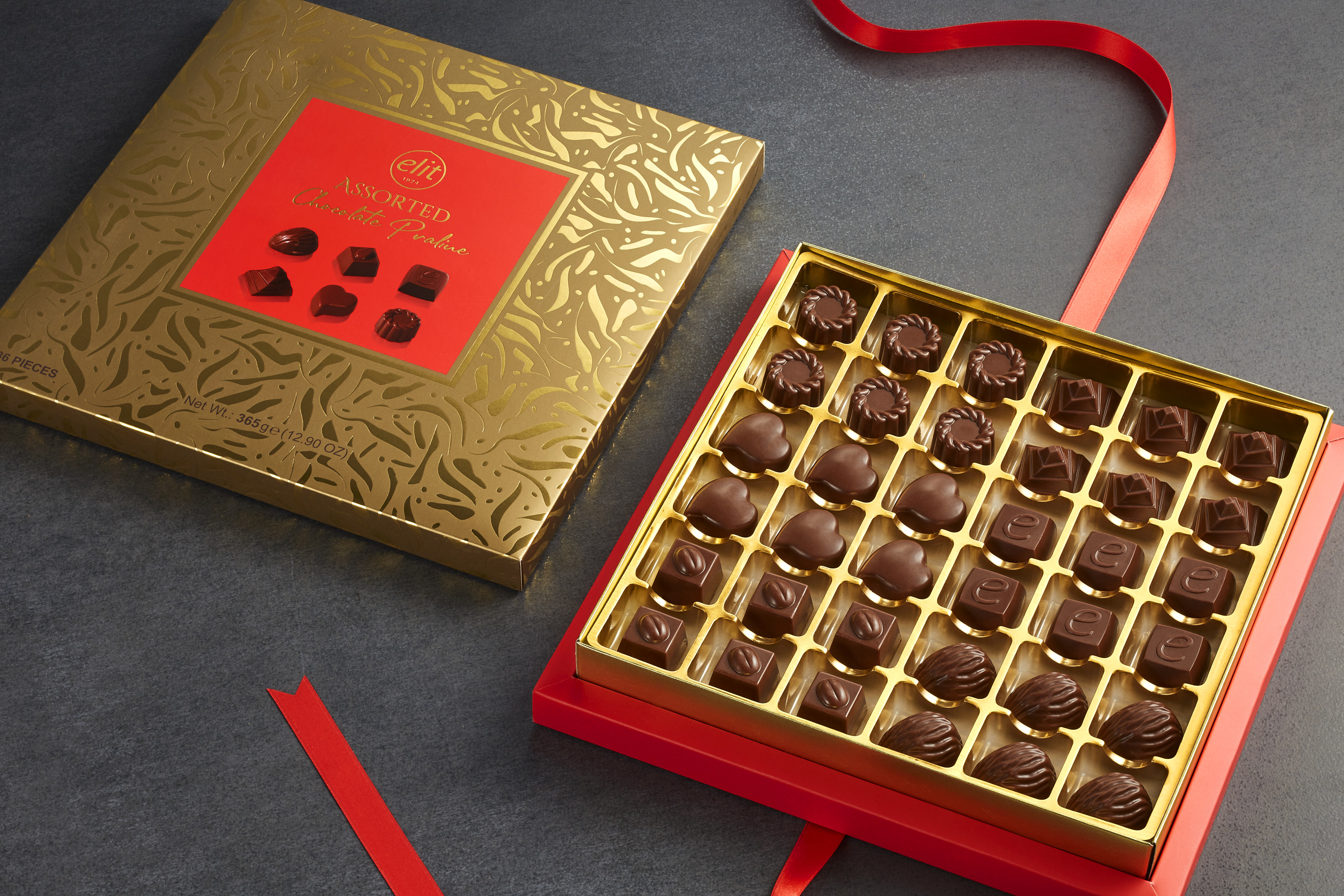 91007468 “Gourmet Collection” Шоколадные конфеты ассорти золото, c сумочкой, 365 гр  "Elit 1924"