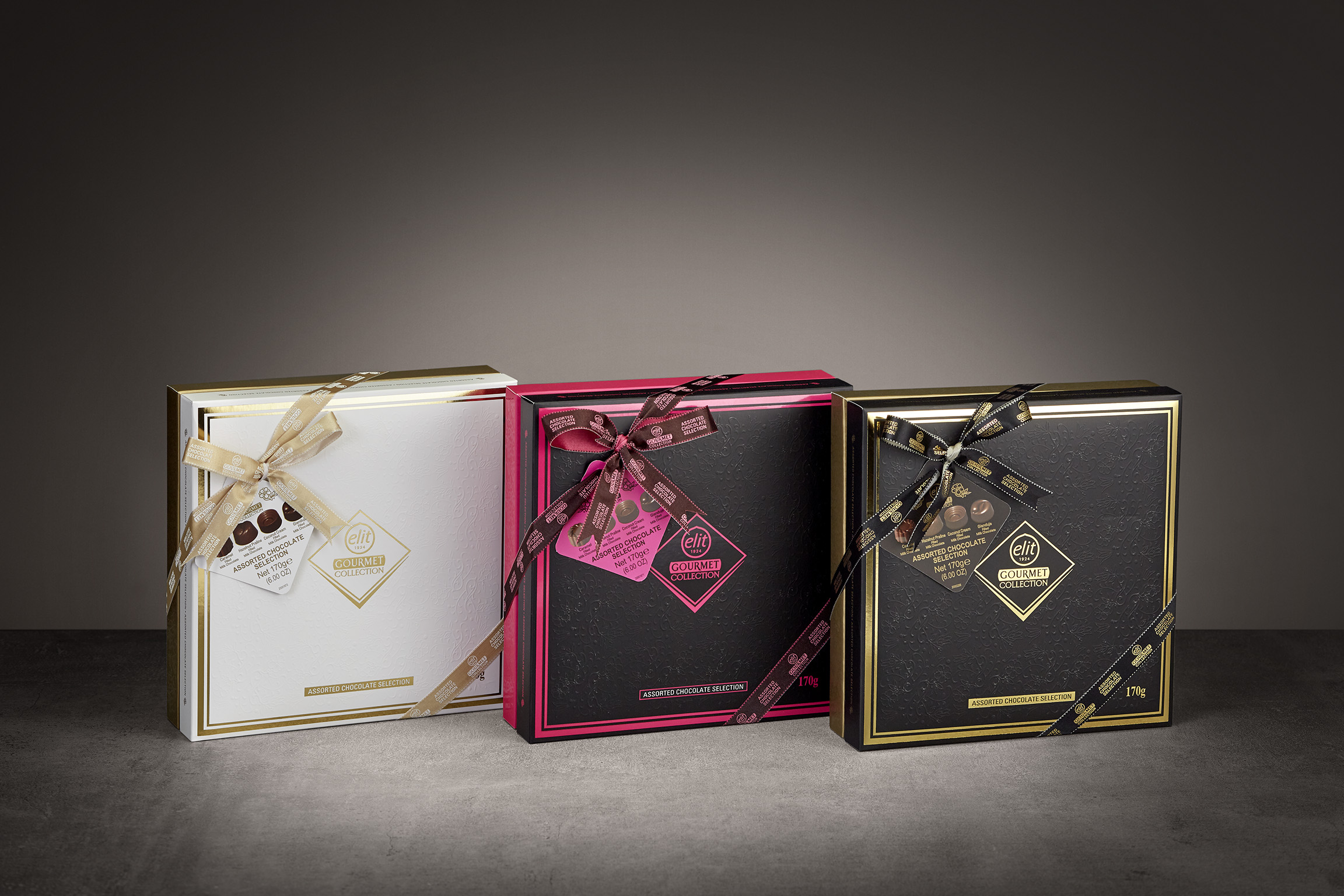91005088 Коллекция «Gourmet». Шоколадные конфеты ассорти розовая, с сумочкой, 170 гр "Elit 1924"